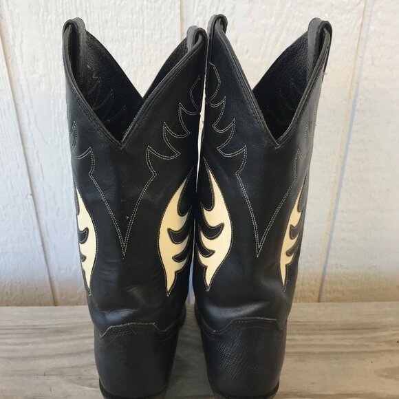 Diamond J Lizard Print Womens Black Leather Cowboy Western Boots 7 B 7034L - Picture 13 of 14